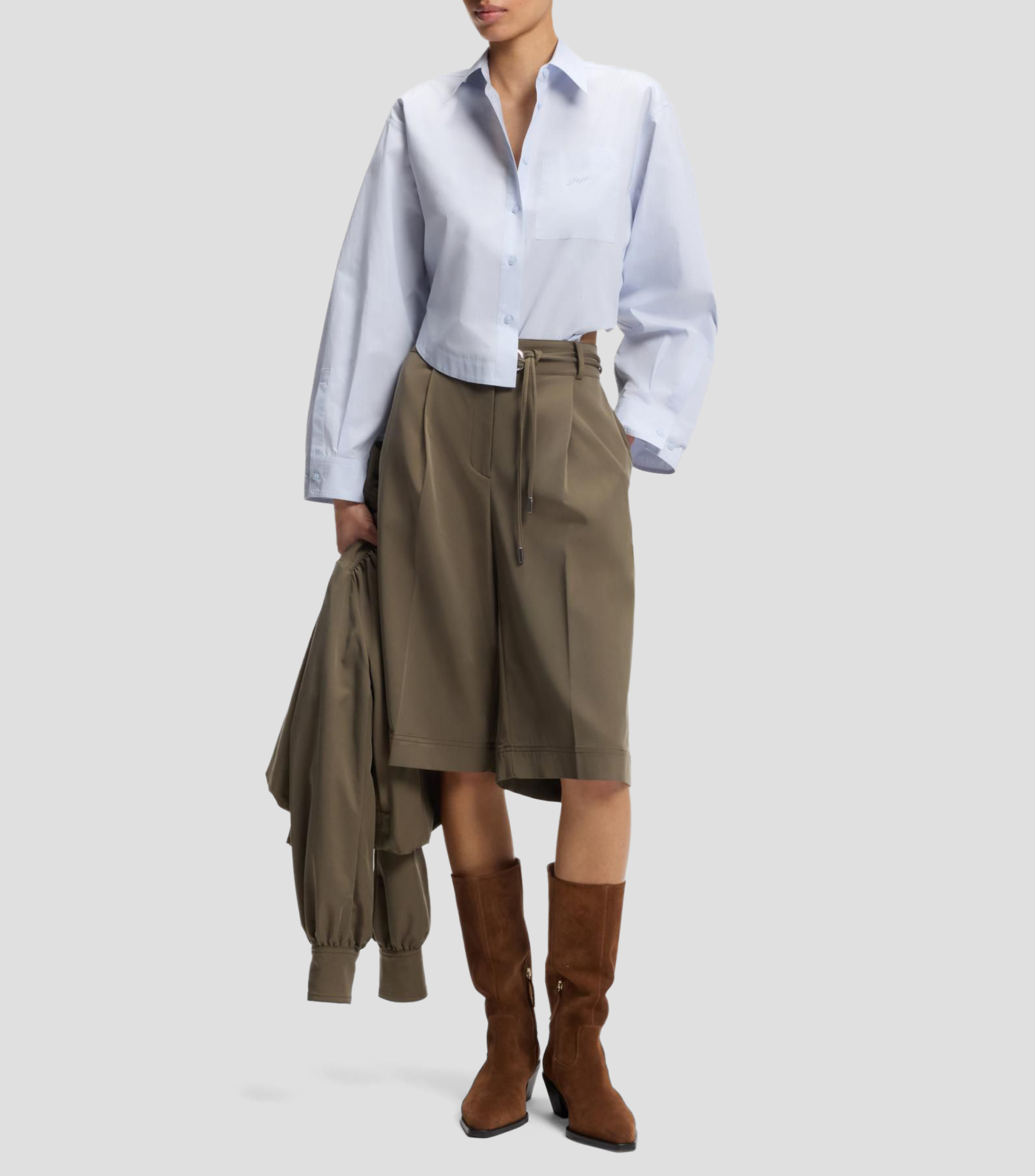 Blusa oversize en popelín de algodón Mujer